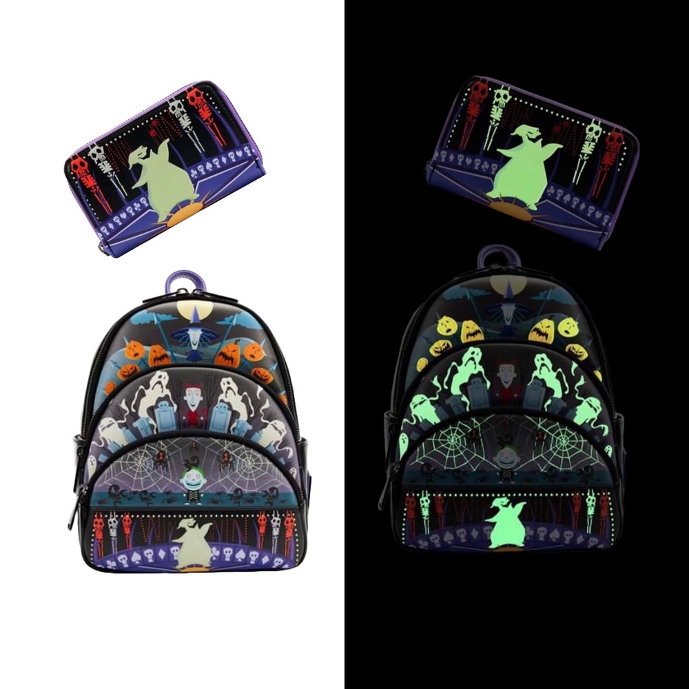 Loungefly The Nightmare Before Christmas Triple Pocket Mini Backpack and Wallet - Picture 1 of 9
